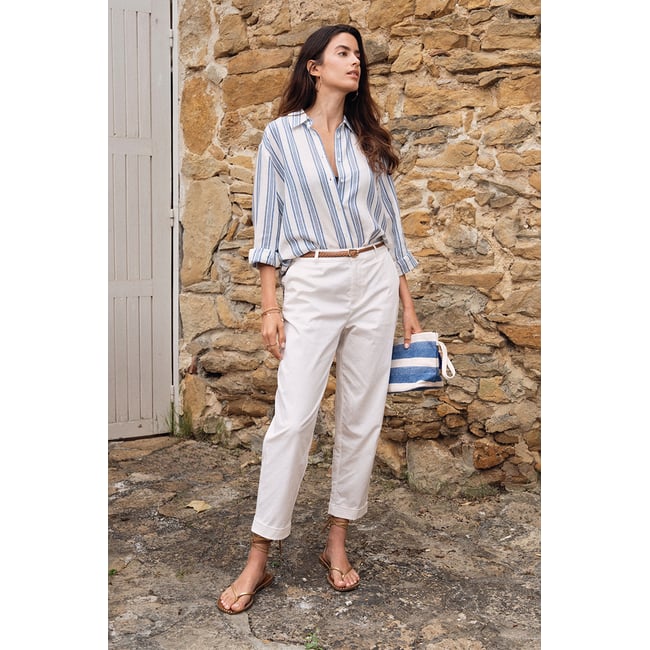 Pantalon carotte offwhite <span itemprop=