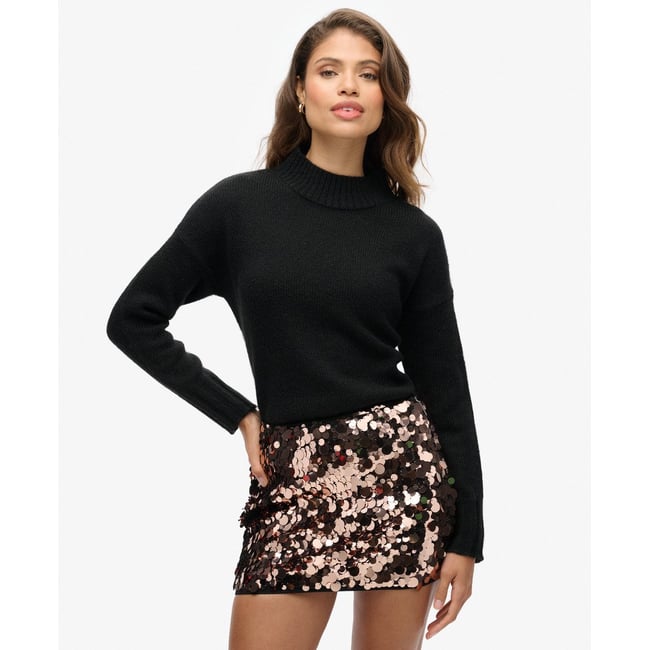 Pull à col cheminée Essential noir <span itemprop=
