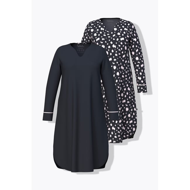 Lot de 2 chemises de nuit / grands T-shirts noir <span itemprop=