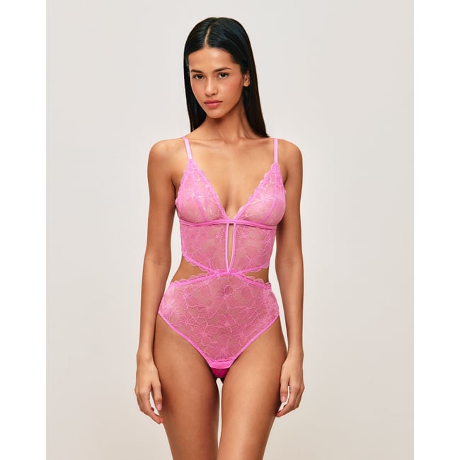 Body dos nu en dentelle florale SOHANIZ rose <span itemprop=