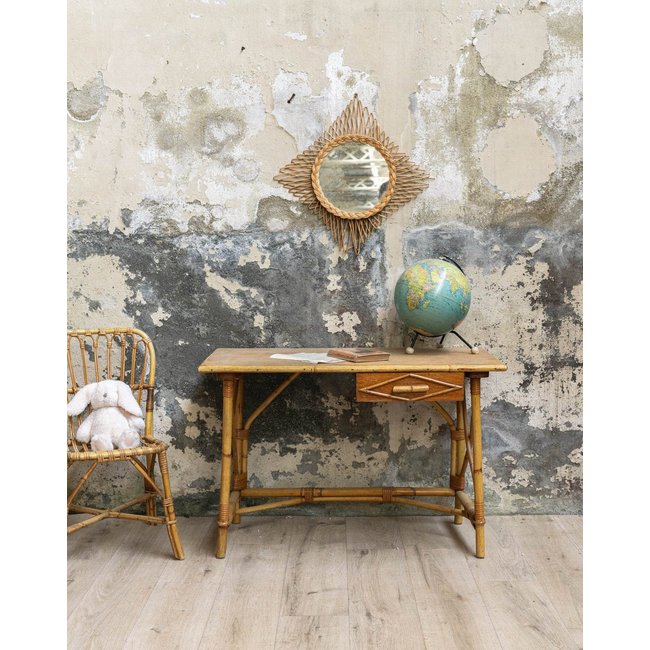 Bureau enfant en rotin Edouard N°715 - Bon état Couleur naturel <span itemprop=