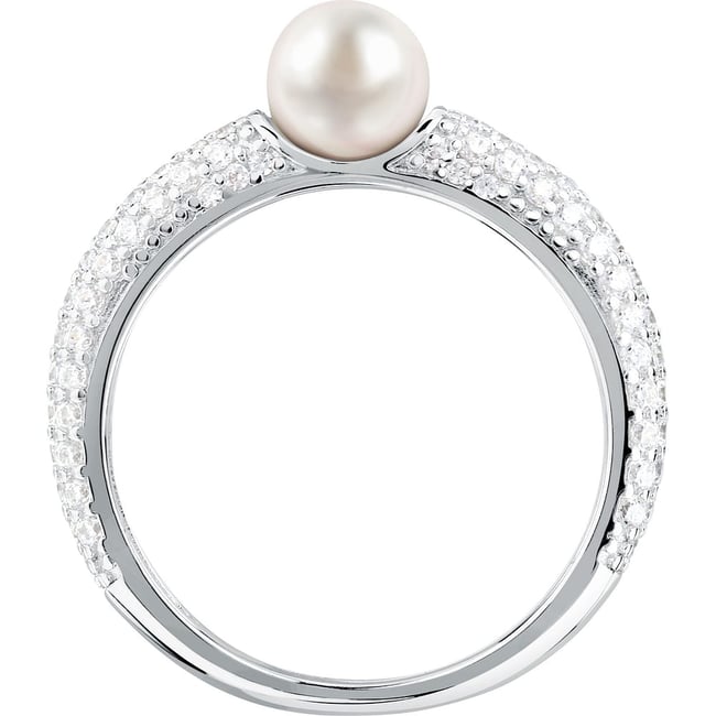 Bagues en Zircon/zircons Cubiques/perle/argent 925/1000 Recyclé et Zircon argent <span itemprop=