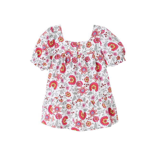 Robe fleurie à volants bébé écru <span itemprop=
