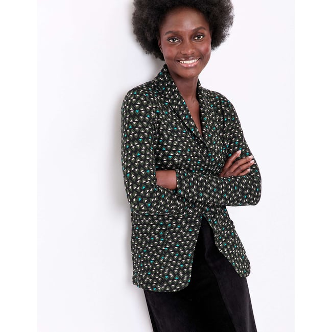 Veste souple ajustée maille imprimée CATLINE turquoise <span itemprop=