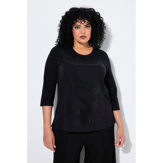 T-shirt avec strass fantaisie noir <span itemprop=