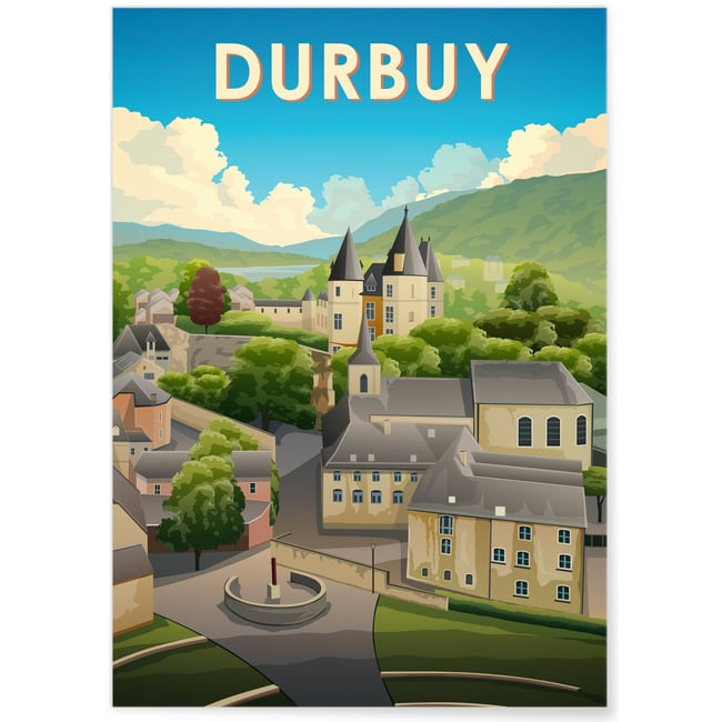 Affiche ville Durbuy Couleur blanc <span itemprop=