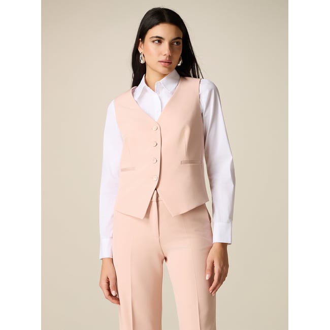 Gilet de tailleur avec poches passepoilées rose <span itemprop=
