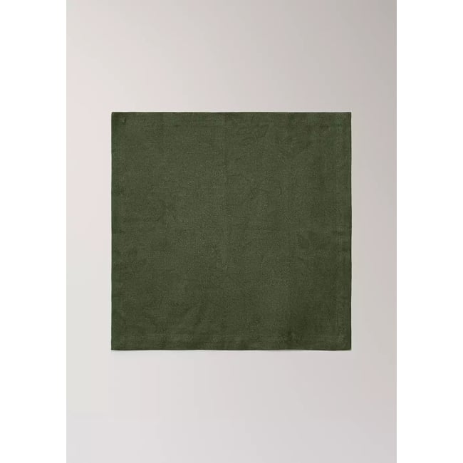 Serviettes de table en lin jacquard floral vert <span itemprop=