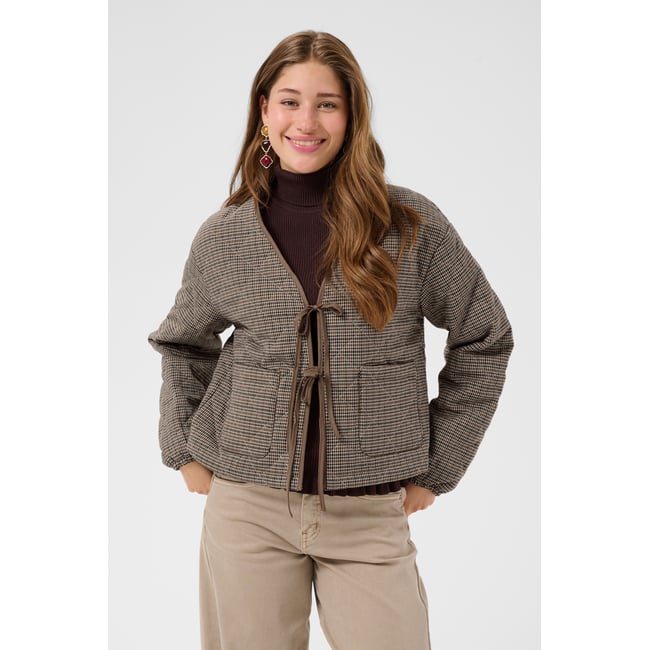 Veste marron brown check <span itemprop=