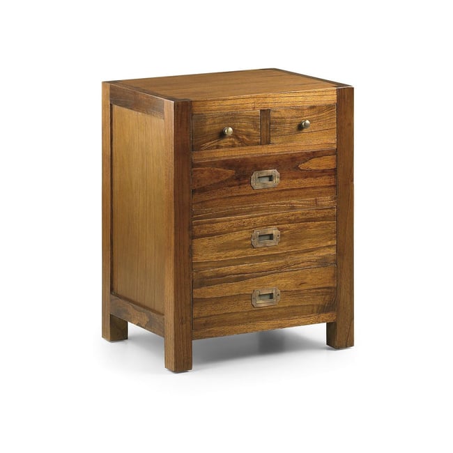 Table de chevet 5 tiroirs bronze - ONÉLINE Couleur marron <span itemprop=