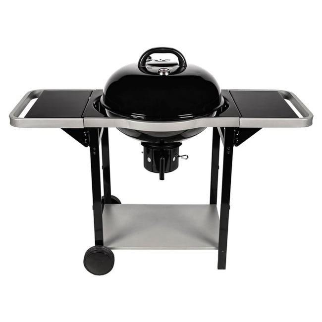 Barbecue à charbon avec cuve en acier noir <span itemprop=