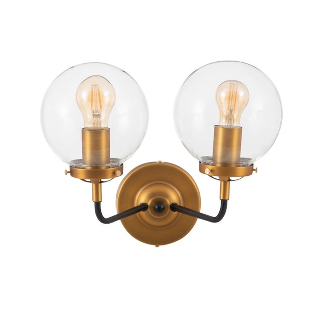Applique Murale Double Métal Doré et Noir Globe en Verre Couleur doré <span itemprop=