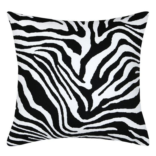 Housse de coussin imprimée motif zébré noir <span itemprop=