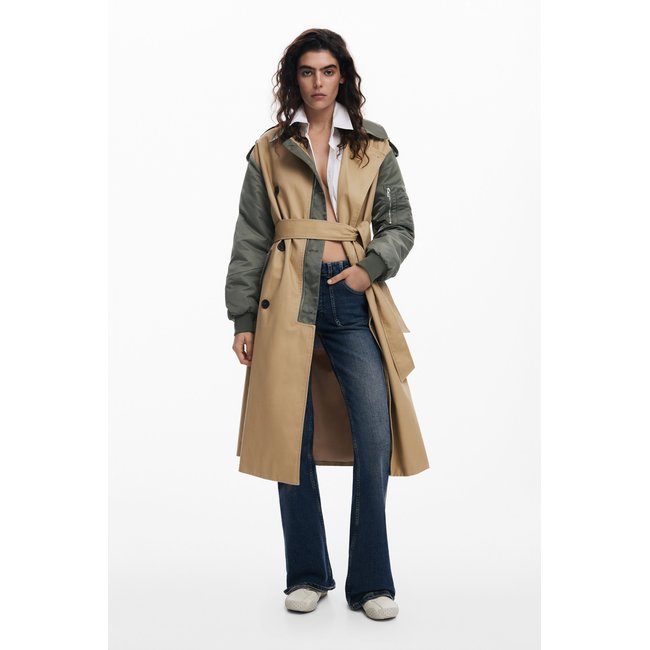 Parka combinée marron <span itemprop=