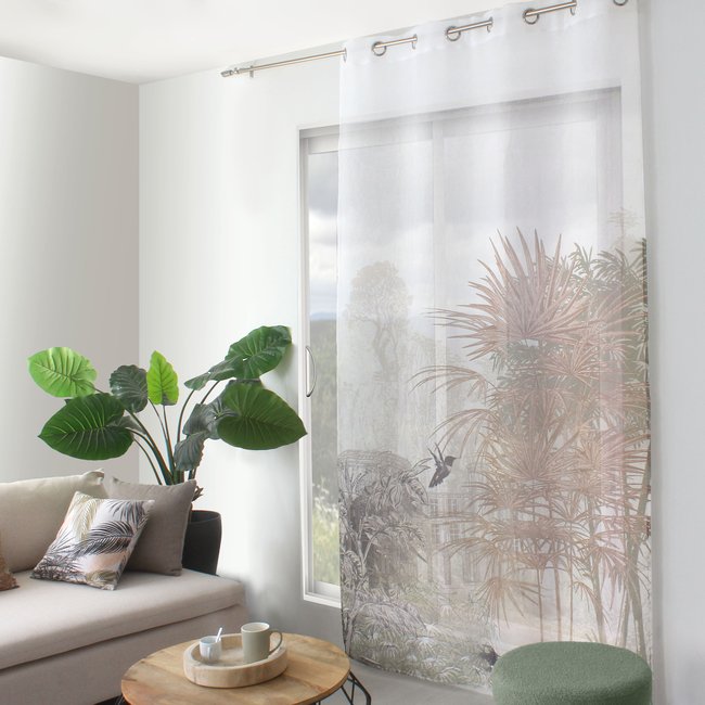 Voilage imprimé nature vert <span itemprop=