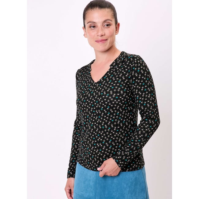T-shirt imprimé fluide col V maille ORVAR - LA FIANCÉE