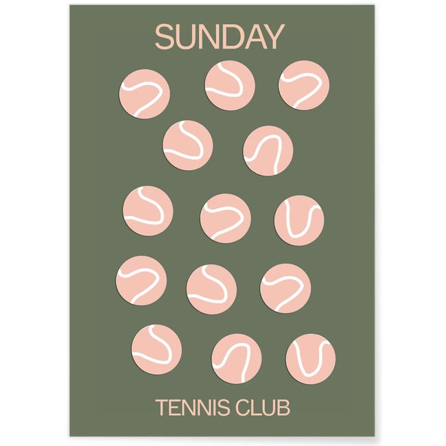 Affiche Tennis Club : Dimanche au Tennis Club Couleur blanc <span itemprop=