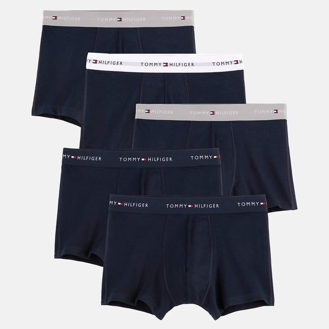 Lot de 5 boxers Signature marine + gris + blanc <span itemprop=