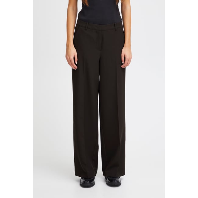 Pantalon coupe droite, jambes larges noir <span itemprop=