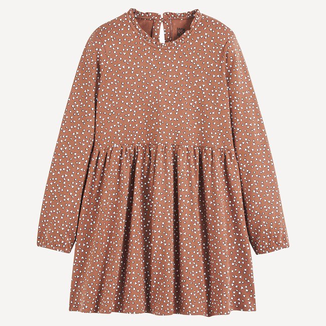 Vestido de punto estampado estampado marrón <span itemprop=