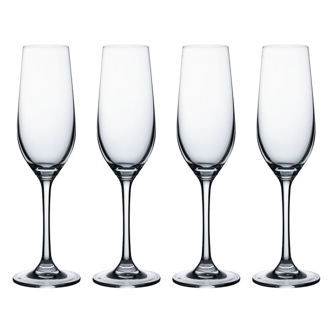 Set of 4 Kings Champagne Flute Glasses, glass, RAVENHEAD