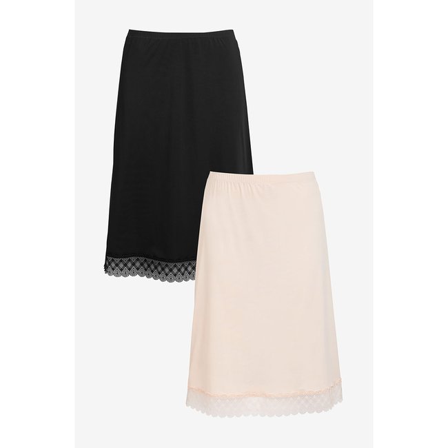 Gaines mi-longues en microfibre, lot de 2 noir/nude <span itemprop=