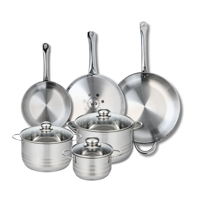 3 poêles 24/28/32cm + 3 faitouts 16/20/24cm PROFI BRILLANT gris <span itemprop=