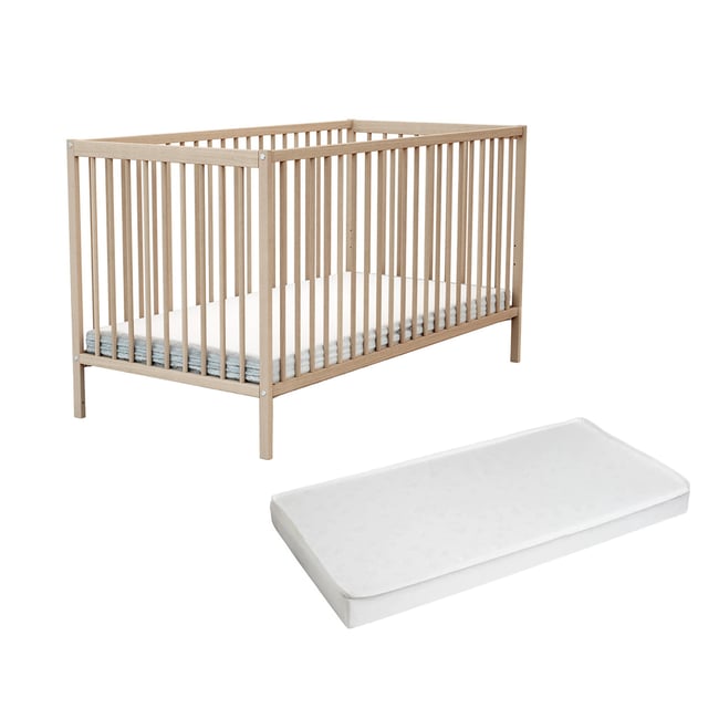 Lit bébé en bois avec matelas en bois ONE v002237 <span itemprop=