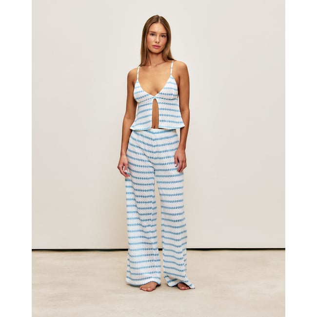 Pantalon en crochet avec motif rayé STRIPECROCHELI bleu <span itemprop=