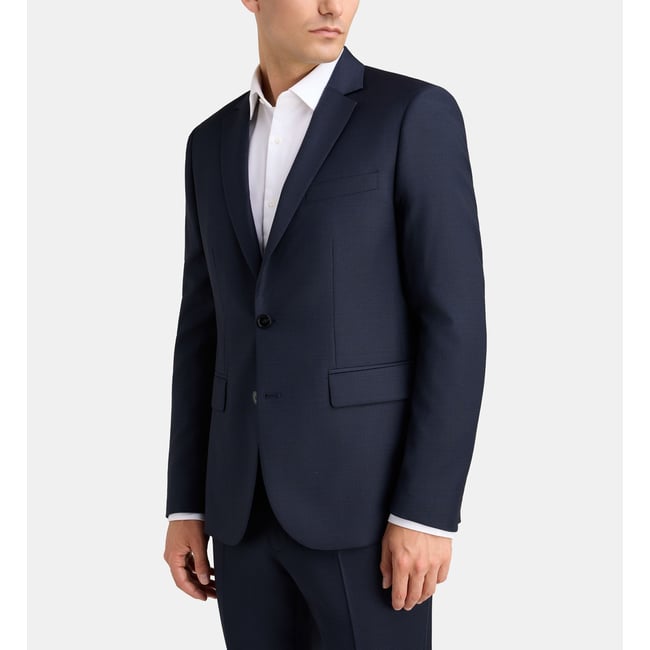 Veste de costume ajustée bacco armure laine italienne bleu marine <span itemprop=