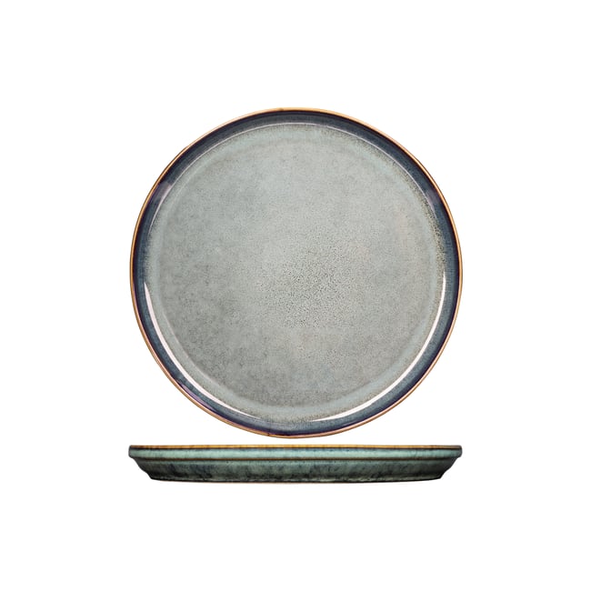 Lot de 4 assiettes plates en grès, JOSEPHINE Couleur jade <span itemprop=