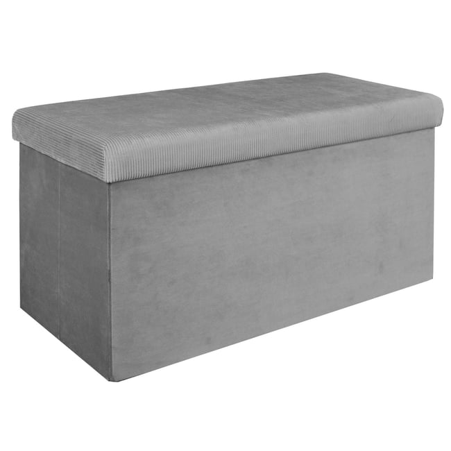 Coffre banc pliable design velours Giulia gris <span itemprop=
