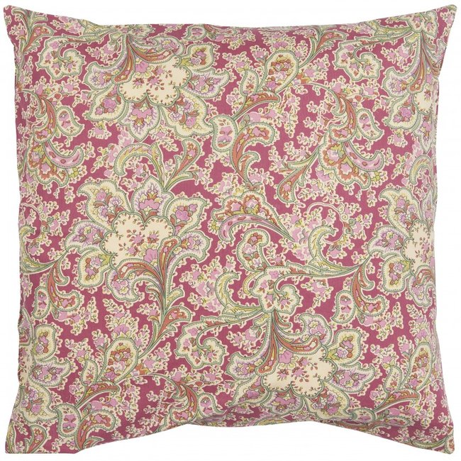 Housse de coussin coton motif indien Alicia rose <span itemprop=