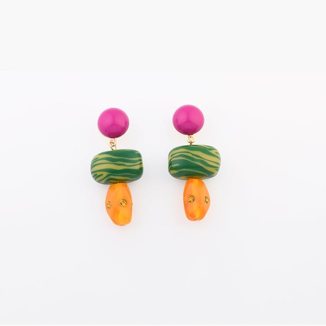 Boucles d'oreilles perles fantaisie multicolores multicolore <span itemprop=
