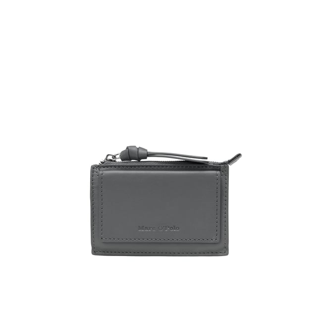 Porte-cartes en cuir de vache noble gris foncé <span itemprop=