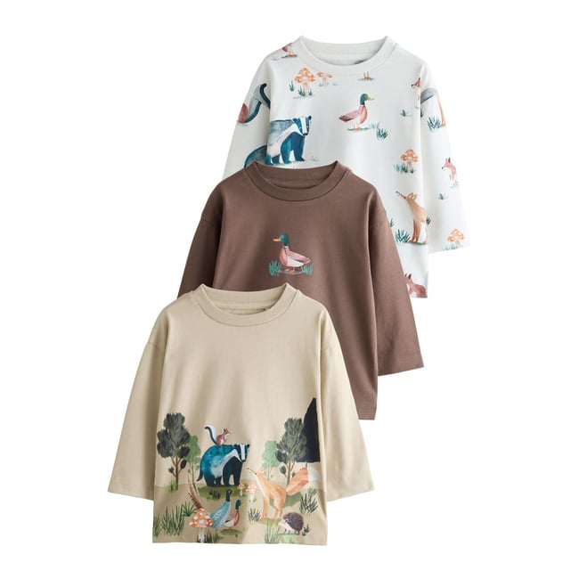 T-shirts imprimés à manches longues, lot de 3 - NEXT