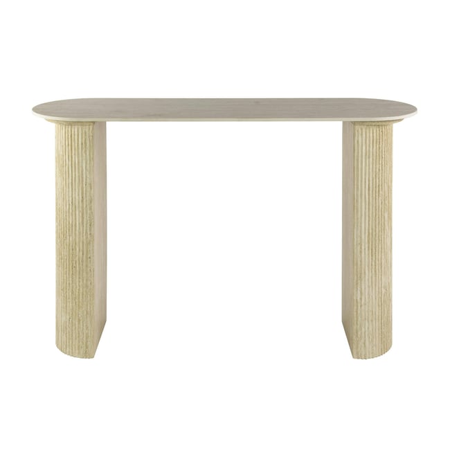 Console de salon en céramique effet travertin ASCOLI Couleur beige <span itemprop=