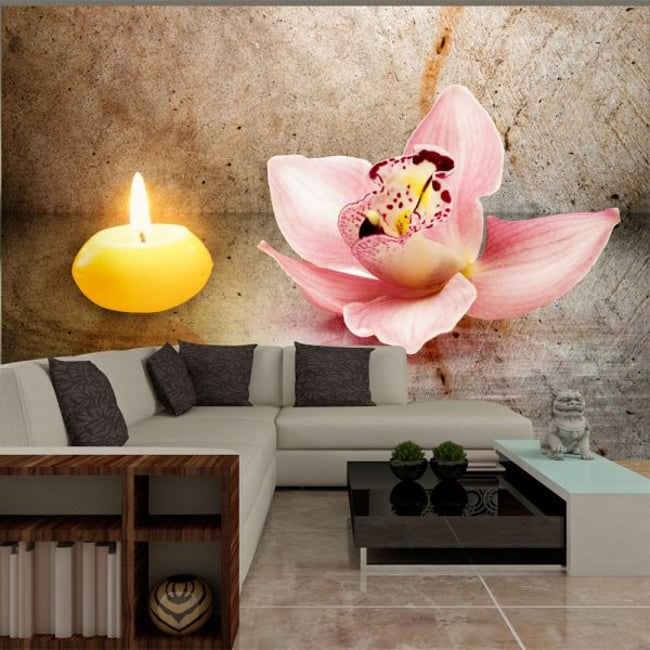 Papier peint intissé panoramique Fleurs Romantic evening Couleur multicouleur <span itemprop=