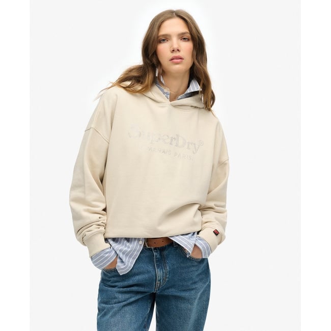 Sweat à capuche décontracté métallisé Venue pierre ponce beige <span itemprop=