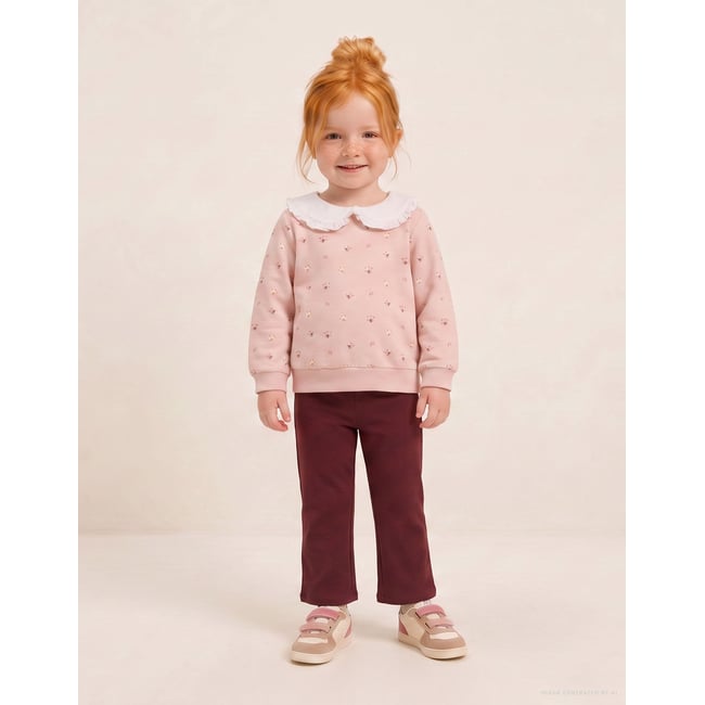 Ensemble sweat et pantalon en coton rose clair <span itemprop=