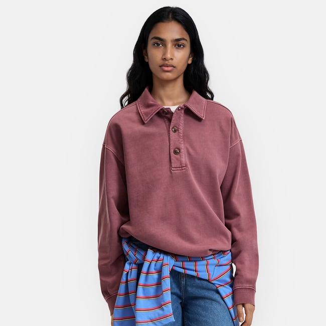 Sudadera cuello polo, algodón puro - LA REDOUTE COLLECTIONS