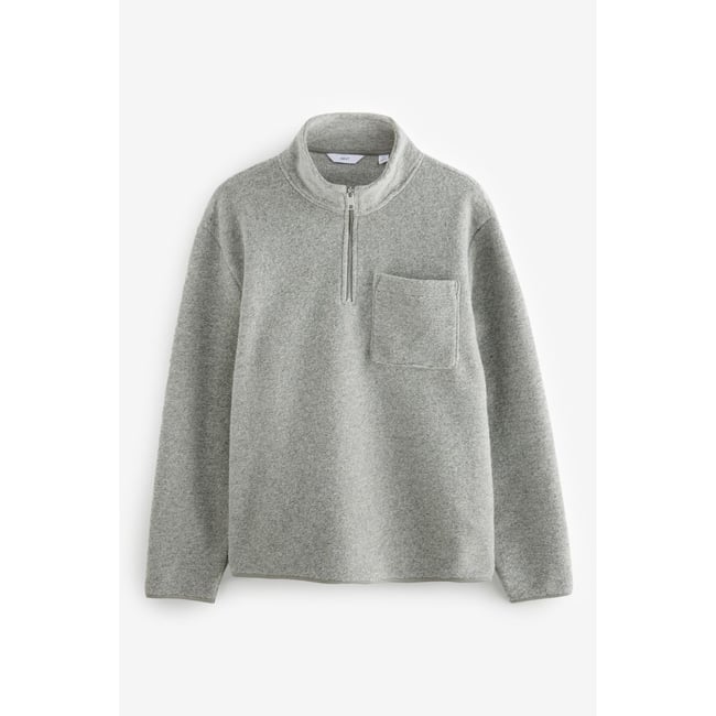 Sweat à col zippé en mélange de laine gris <span itemprop=