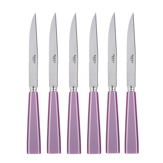 Set de 6 couteaux à steak - Icône Couleur rose <span itemprop=