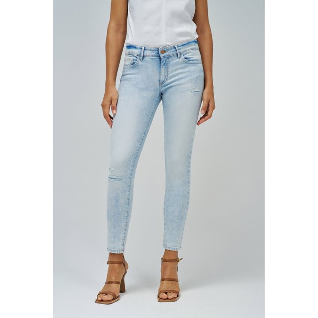 JEAN WONDER PUSH UP CROPPED SKINNY bleu turquoise <span itemprop=