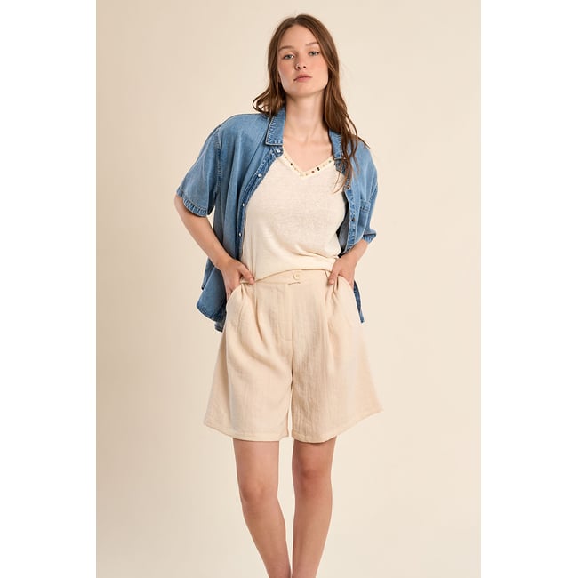 Short de blazer taille haute offwhite <span itemprop=
