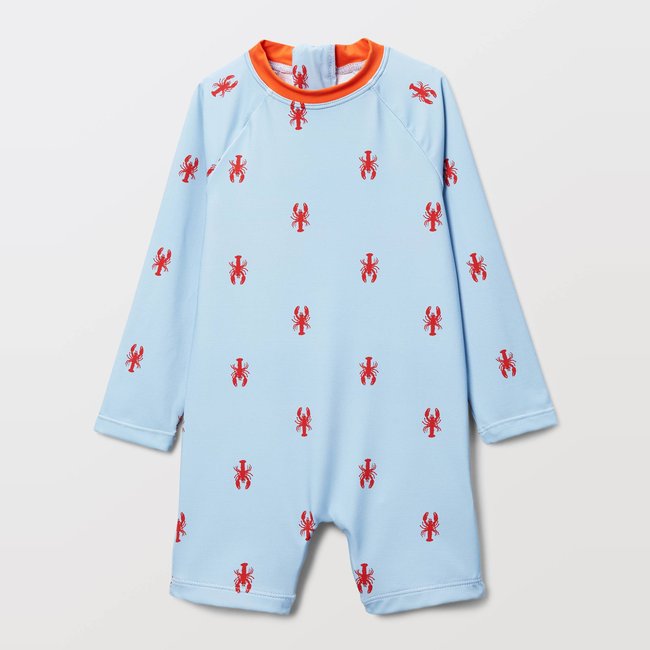 Maillot de bain combinaison manches longues imprimé celeste <span itemprop=