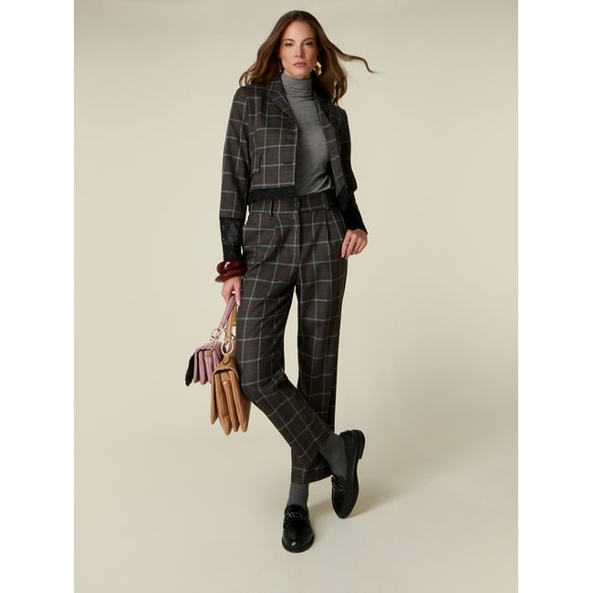 Pantalon à carreaux gris <span itemprop=