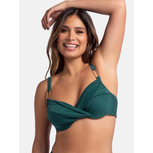 Haut de maillot de bain maintien Bati  vert <span itemprop=
