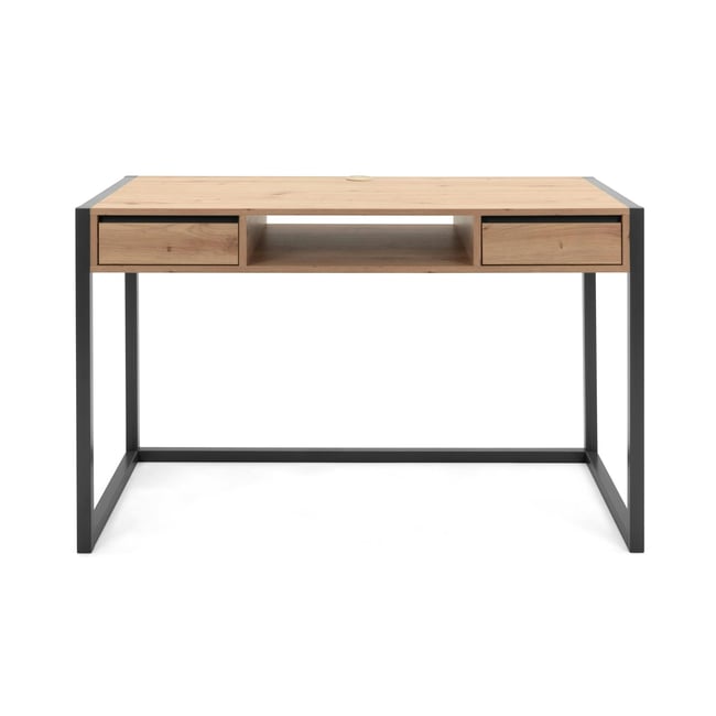 Bureau de chambre effet bois 2 tiroirs 1 niche ALVA Couleur bois naturel <span itemprop=