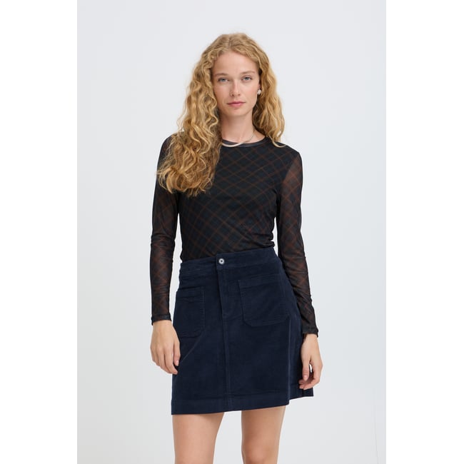 Á manches longues bleu dark sapphire check <span itemprop=
